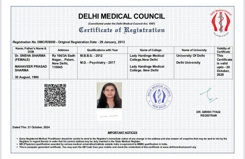 Dr Sneha Sharma - Certificate 1 Dr Sneha Sharma - Certificate 1